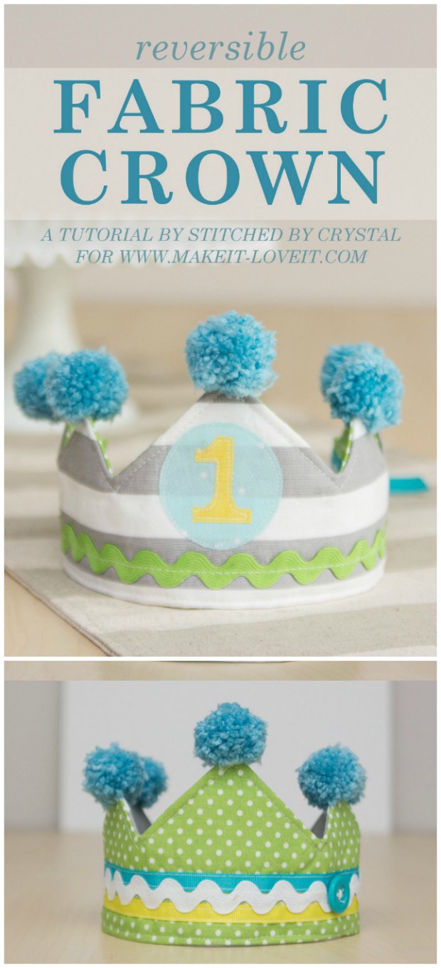 Free pattern & tutorial for a reversible fabric crown for kids