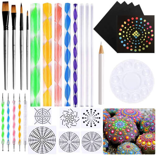 31PCS Mandala Dotting Tools Set Kit for Beginners Painting Mandalas Rocks with Instructions