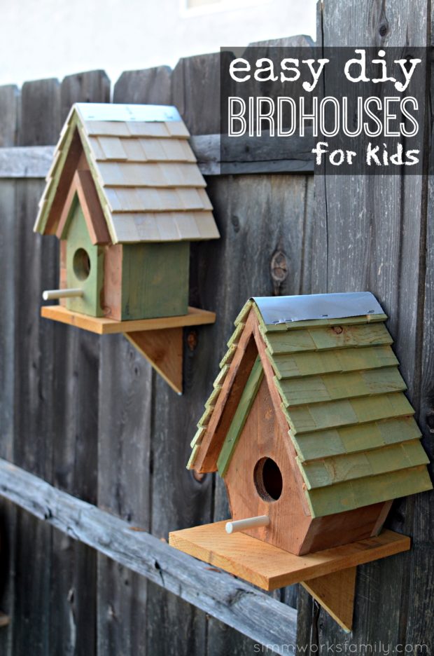 Easy DIY birdhouses for kids. They can help to build and then paint or stain it afterwards.