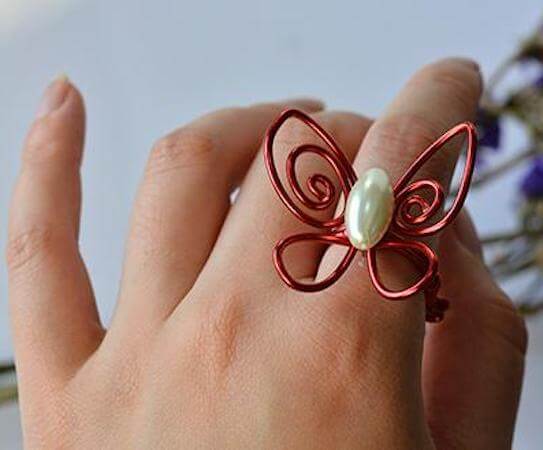 Wire Wrapped Butterfly Ring by Panda Hall