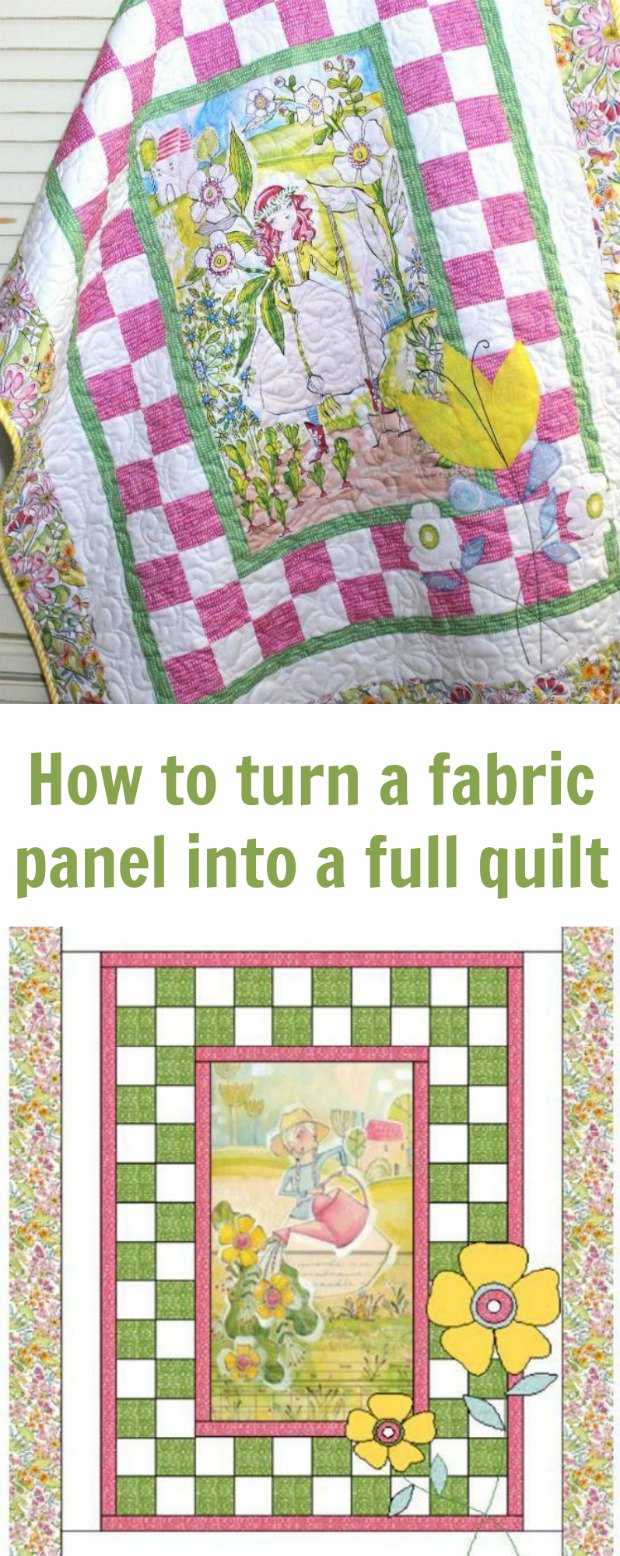 how to turn a full fabric panel into a full quilt. Very easy instructions and pattern, ideal for beginners and your first quilt top.