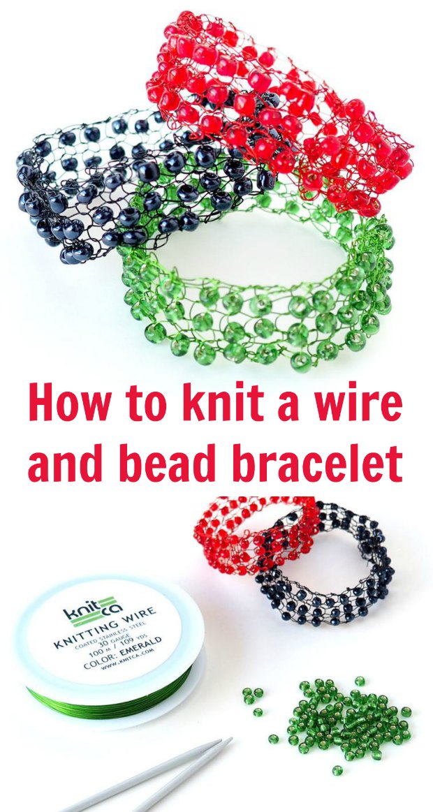 How to make a wire and bead bracelet with knitting wire. I never knew it was so easy. I've never knitted before but I made it beautifully first time.