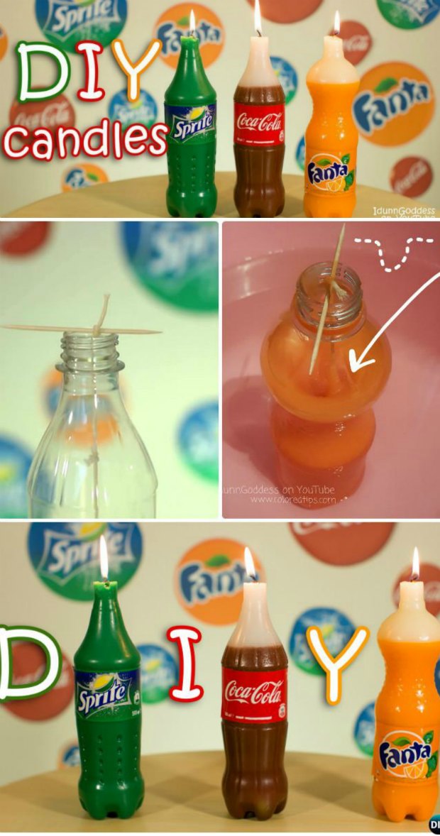 How to make your own candles that look like soda. No fancy equipment needed, this is easy! And they look so real too.