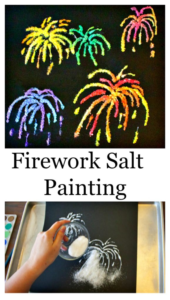 4th Of July Crafts - Firework Salt Painting For Independence Day