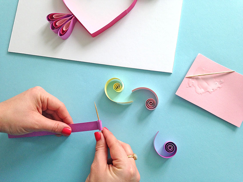 Quilling paper hearts