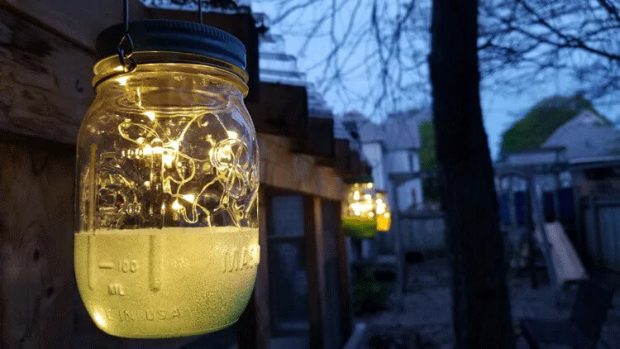  19. Hanging Mason Jar Fairy Lights by Michelle J Designs