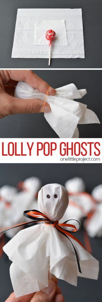 Idea fácil de truco o trato de Halloween: fantasmas de Lolly Pop