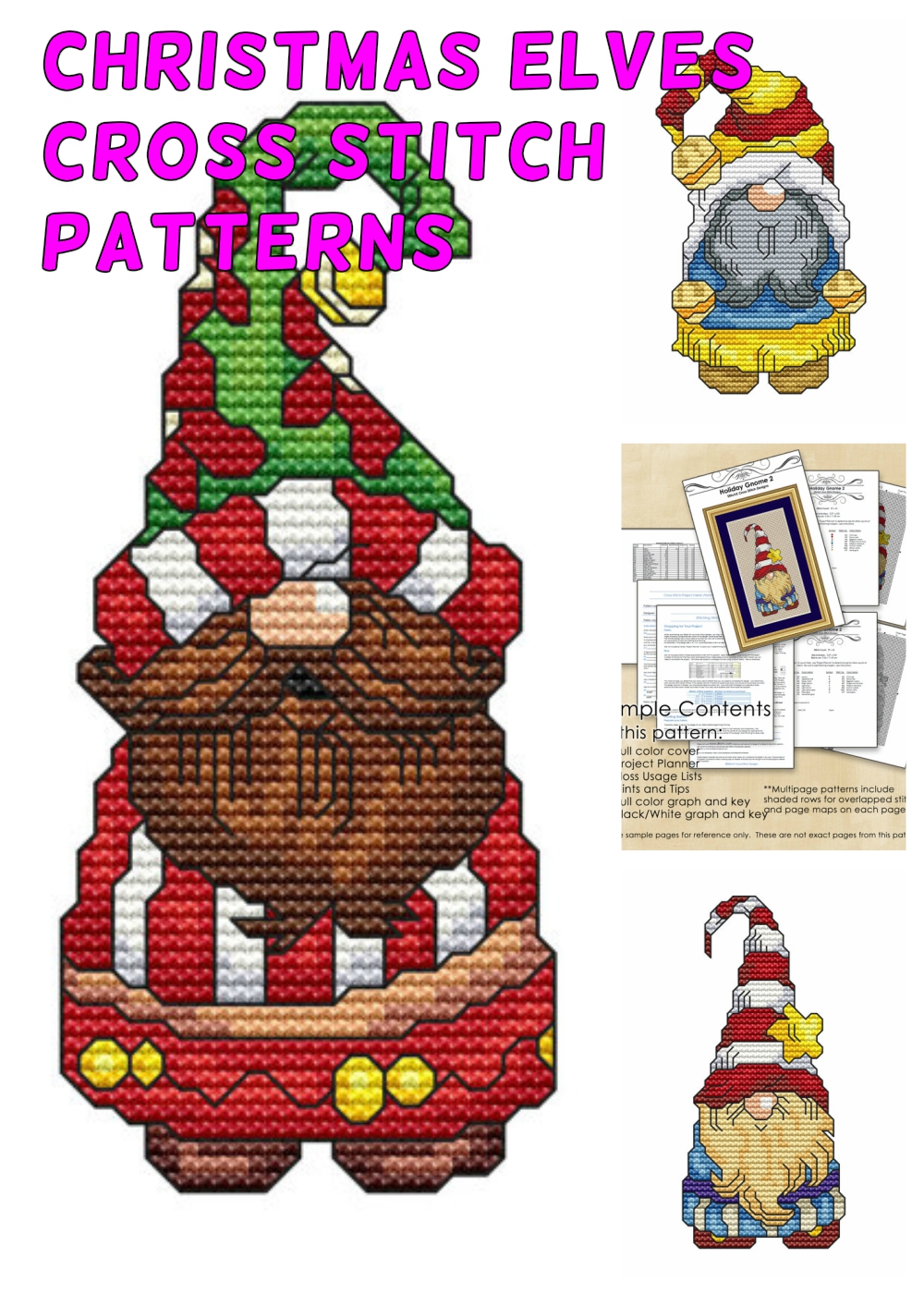 Christmas Elves Cross Stitch Pattern - Christmas Crafts