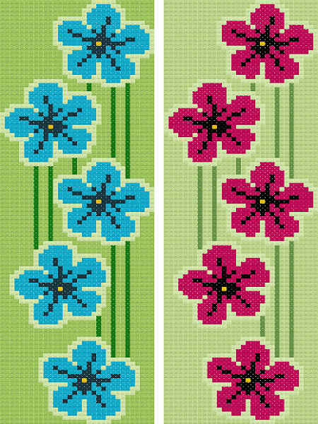Flowers Bookmarks Cross Stitch Pattern by Better Cross Stitch