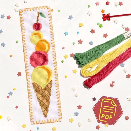 Ice Cream Bookmark Cross Stitch Pattern by Povitrulya Handmade