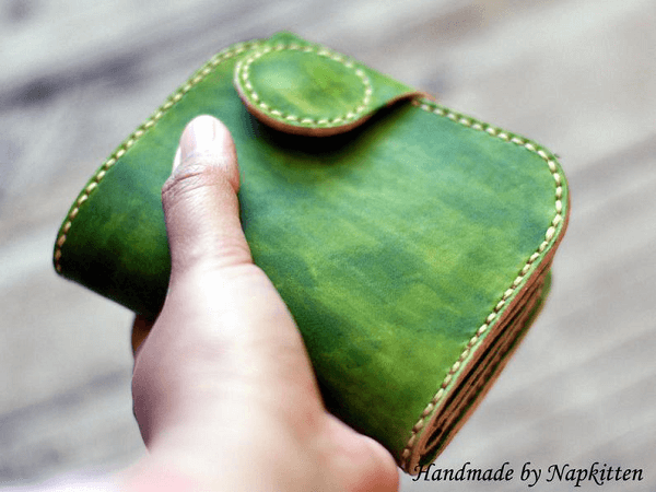 Leather coin pouch 'Koishi' – Green | Kivinahk