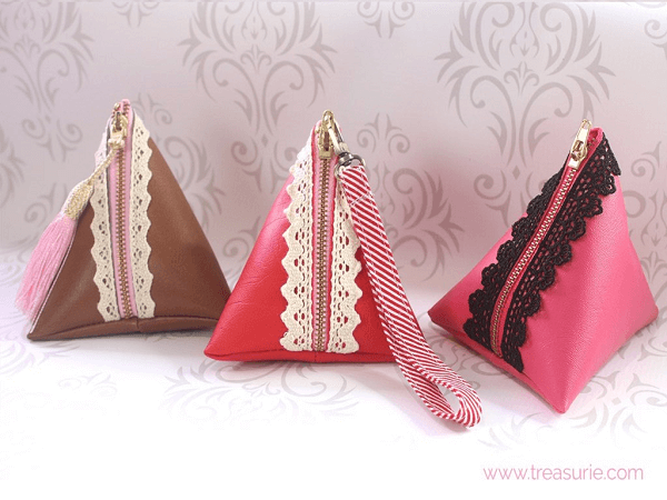 Leather Triangle Pouch Pattern by Treasurie