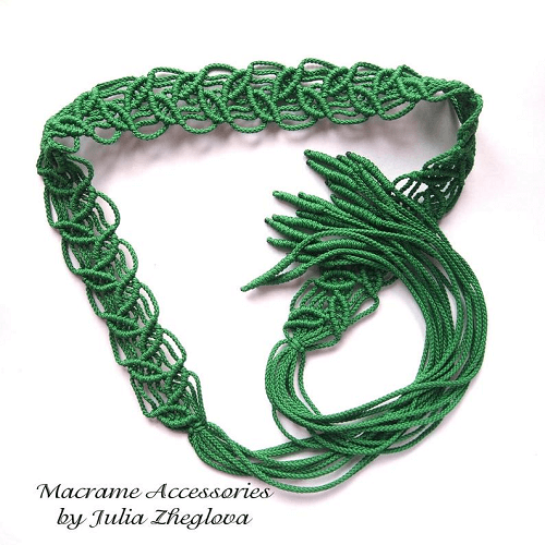 Macrame Tie Belt With Leaves Pattern by Makrame