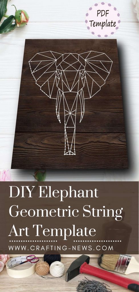 DIY Elephant Geometric String Art Template