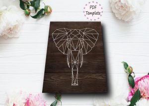 DIY Elephant Geometric String Art Template