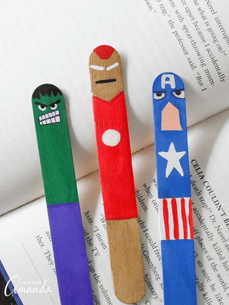 Avengers Bookmark Popsicle Stick Crafts by Crafts By Amanda