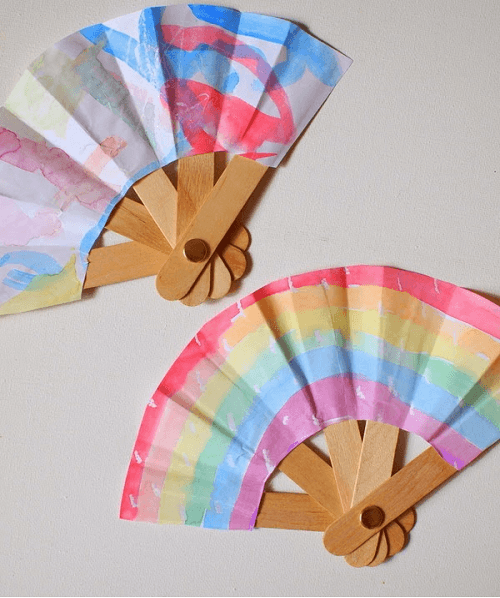 Folding Popsicle Stick Fans by Pink Stripey Socks