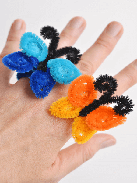 Pipe Cleaner Butterfly Rings by One Little Project