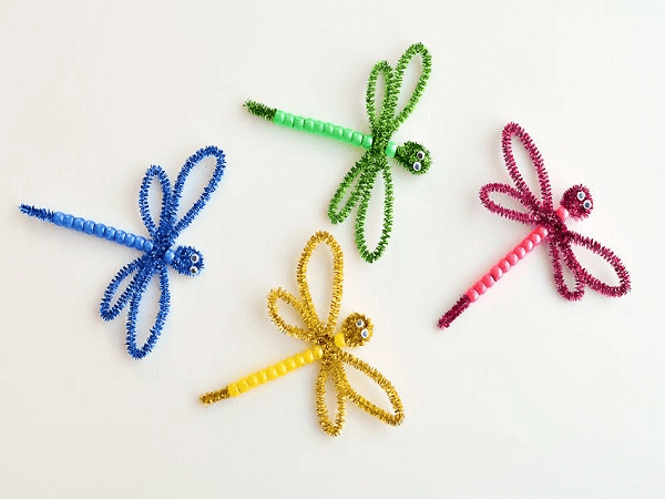 Beaded Pipe Cleaner Dragonflies by One Little Project