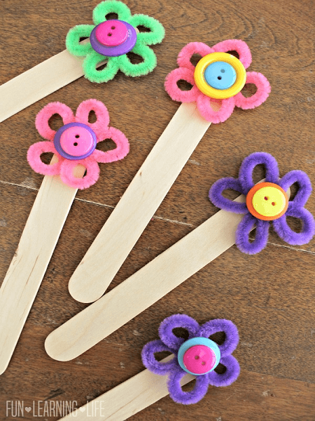 Pipe Cleaner Flower Bookmark Craft by Fun Learning Life