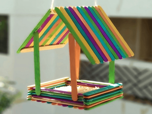 Popsicle Stick Bird Feeder by DarVish Arts