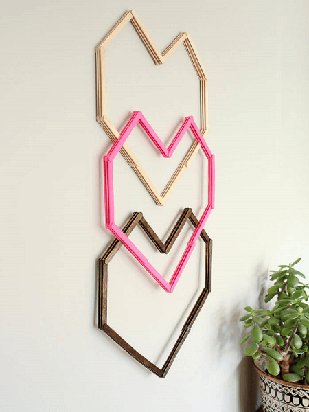 Popsicle Stick Heart Wall Art by Make And Do Crew