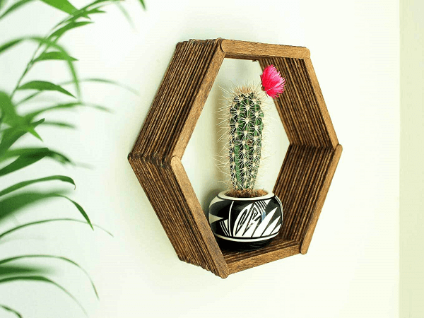 Popsicle Stick Hexagon Shelf by Make and Do Crew