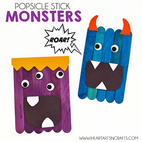 Popsicle Stick Monsters by I Heart Arts n Crafts