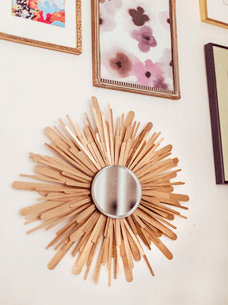 Popsicle Stick Sunburst Mirror by Gracefully Searching