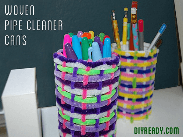 Woven Pipe Cleaner Cans by DIY Ready