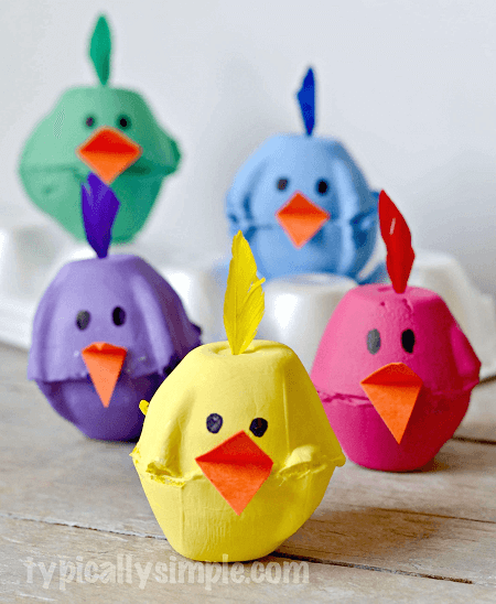 Egg Carton Chicks Crafts by Typically Simple