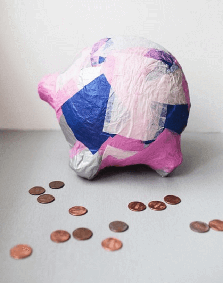 DIY Paper Mache Piggy Bank by In The Little Red House