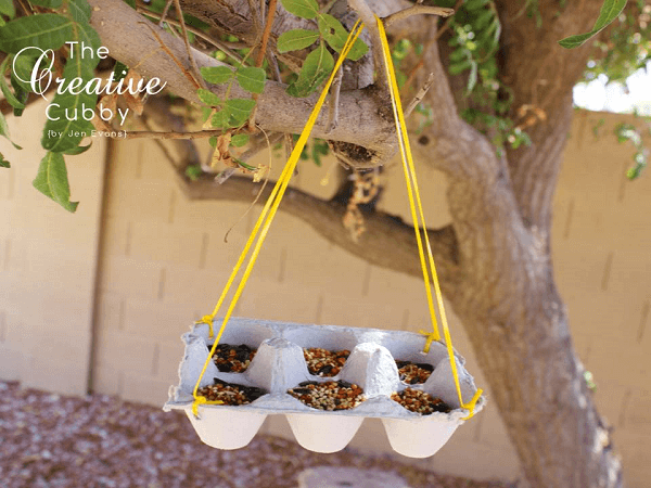 Egg Carton Bird Feeder by The Creative Cubby