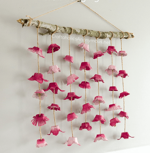 Egg Carton Flower Boho Wall Hanging by Craftaholics Anonymous