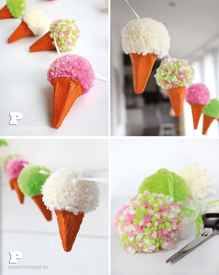 Egg Carton Pom Pom Ice Cream Garland by Pysselbolaget