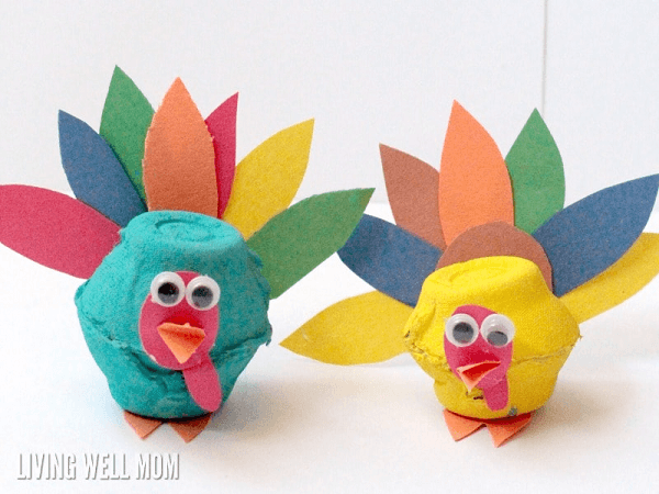 Egg Carton Turkeys by Living Well Mom