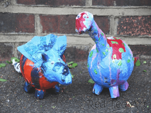 Paper Mache Dino Bank by Red Ted Art