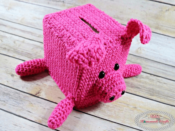 Tissue Box Crochet Piggy Bank by Nicki's Homemade Crafts