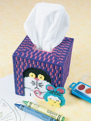 Cat And Mouse Tissue Box Plastic Canvas Pattern by Annie's Catalog