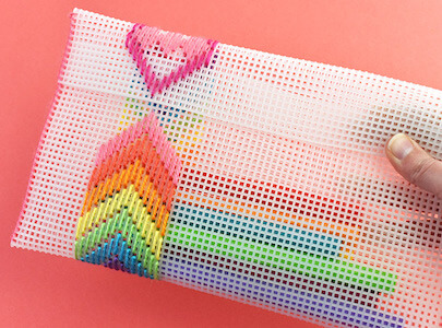 Rainbow Plastic Canvas Pouch Pattern by Handmade Charlotte