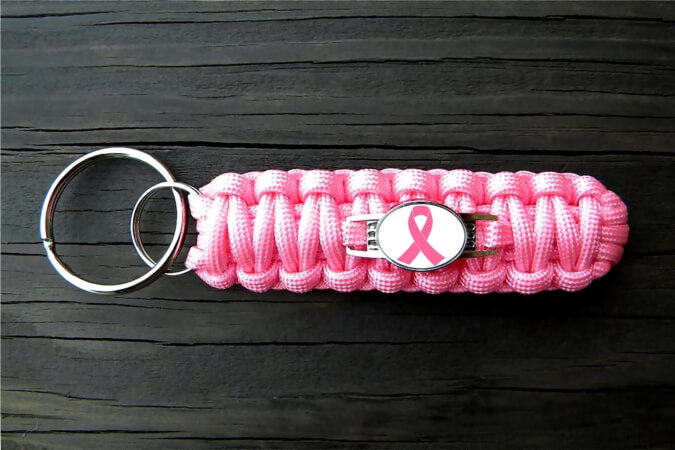 Breast Cancer Awareness Paracord Keychain by FordsCordandMore