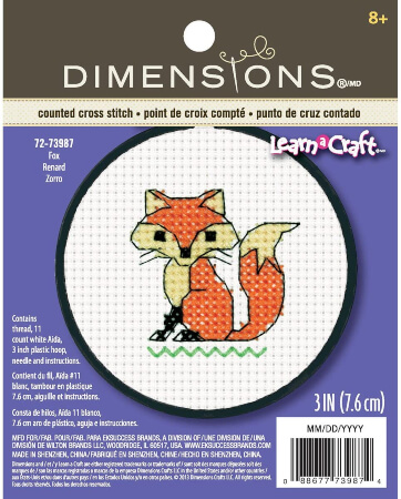 Fox Counted Easy Cross Stitch Pattern for Kids by DIMENSIONS