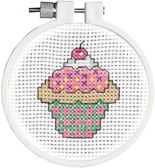 Mini Cupcake Round Childrens Cross Stitch Kits by Janlynn