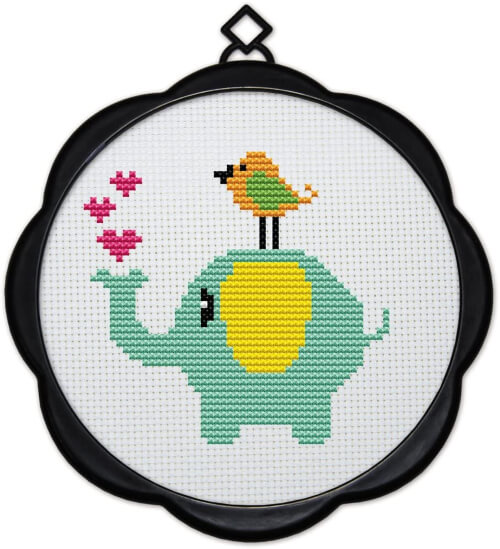 Birds and Elephants Cross Stitch Kit for Kids by Maydear