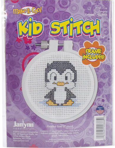 Mini Penguin Easy Cross Stitch Patterns for Kids by Janlynn