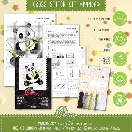 Panda Pattern Childrens Easy Cross Stitch Kits 