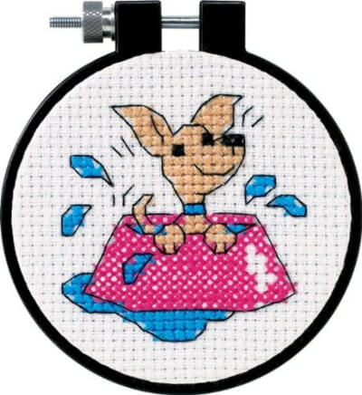 Puppy in Water Bowl Counted Cross Stitch Kit for Kids by DIMENSIONS