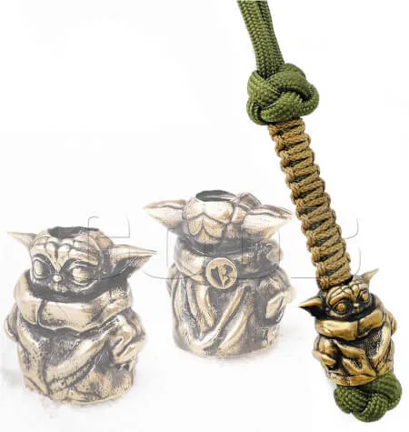 Yoda Paracord Knife Lanyard with Metal Hand Casted Bead