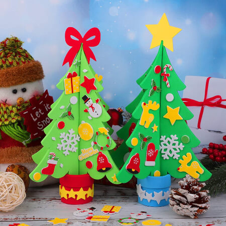 Aneco 15 Kits DIY Christmas Tree Foam Easy Christmas Crafts for Kids