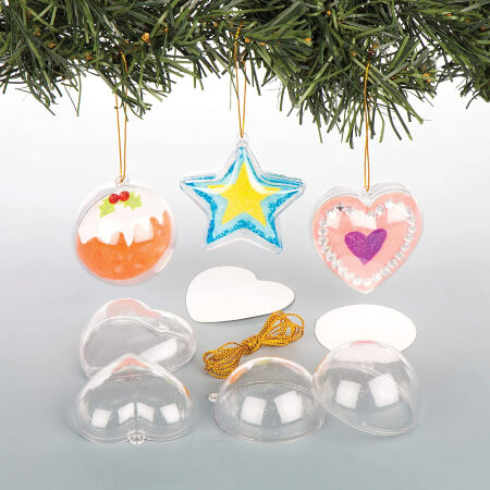 Baker Ross Hanging Glitter Baubles for the Christmas Tree— Christmas Craft Kit for Kids